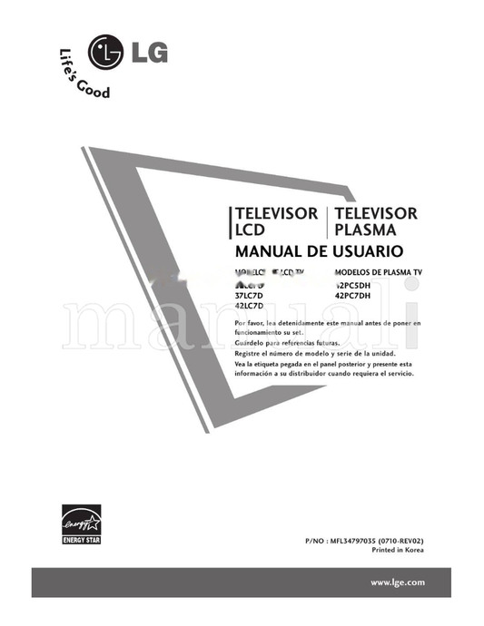 LG 37LC7D 37 LCD De Usuario (100 pages) TV Operating Manual
