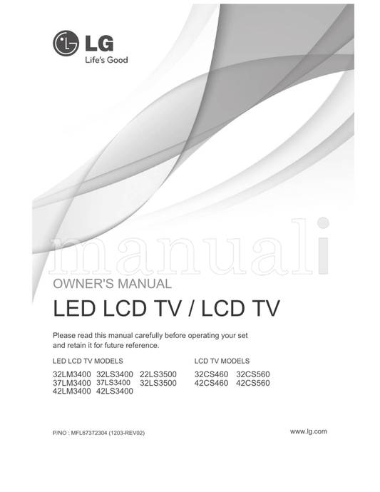 LG 32LM3400 32LS3400 37LM3400 37LS3400 42LM3400 42LS3400 (84 pages) TV Operating Manual