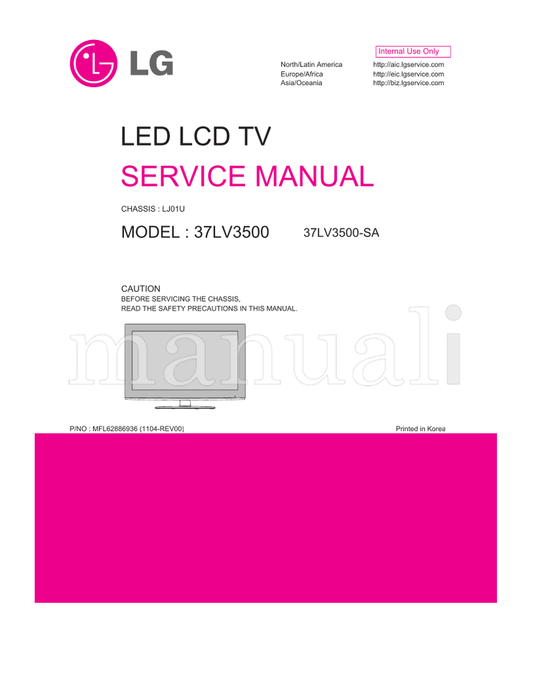 LG LJ01U 37LV3500 MFL62886936 37LV3500-SA (52 pages) TV Service Manual