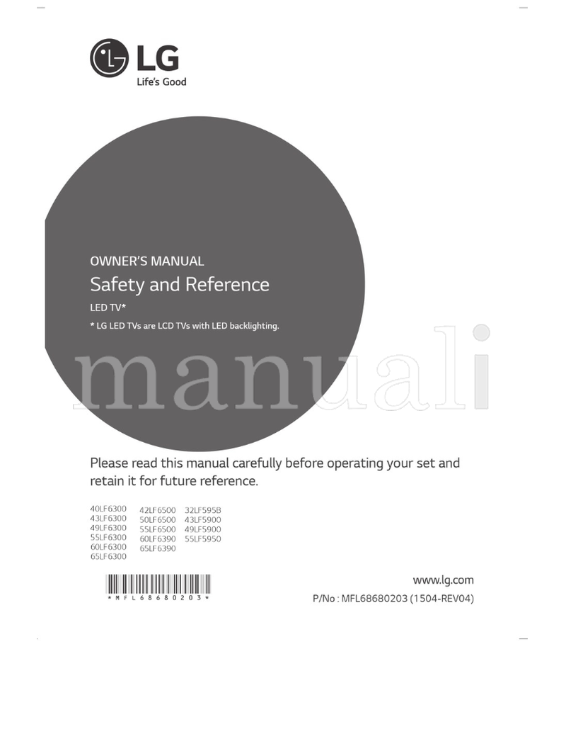 LG 40LF6300 42LF6500 43LF6300 50LF6500 49LF6300 55LF6500 (25 pages) TV Operating Manual