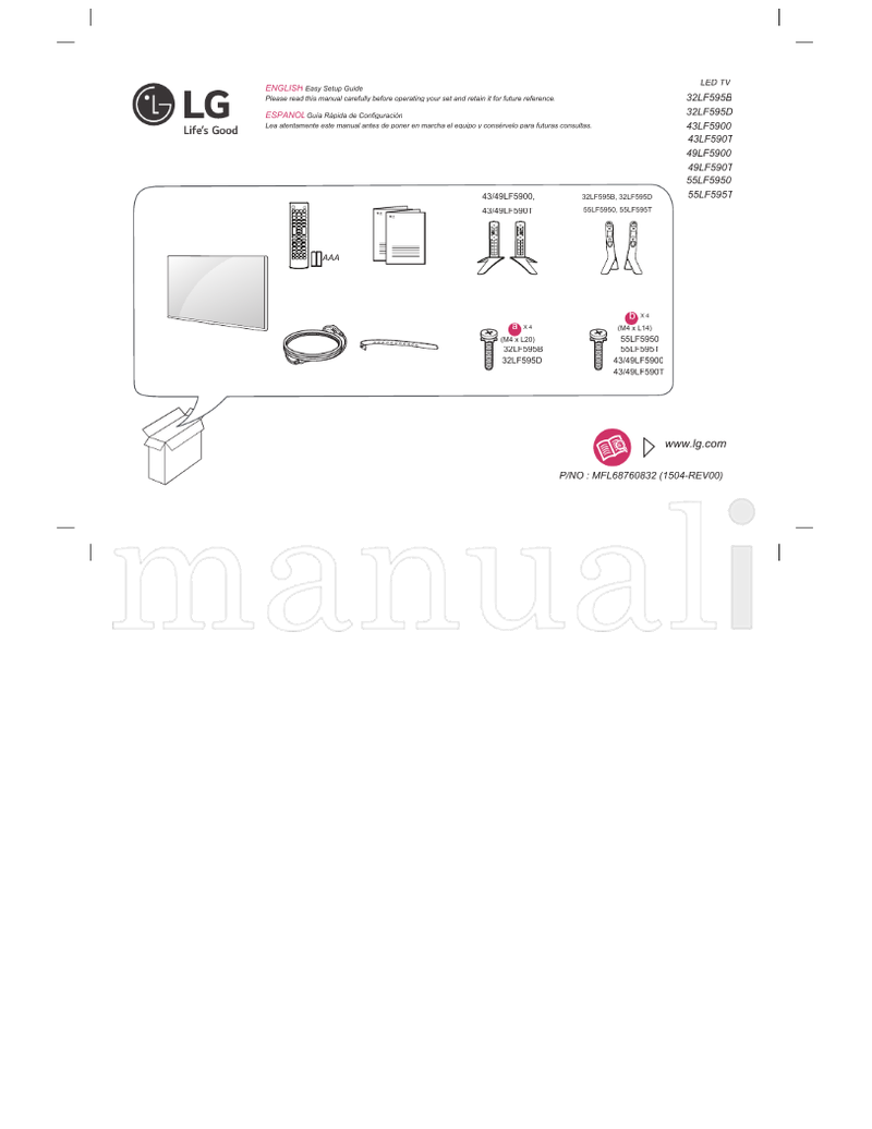 LG 32LF595B 32LF595D 49LF5900 55LF5950 55LF595T 49LF590T (25 pages) TV Operating Manual
