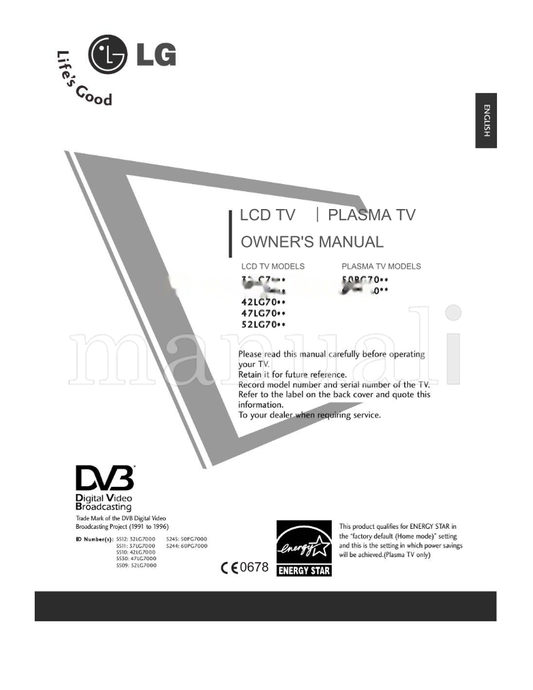 LG 427000 (148 pages) TV Operating Manual