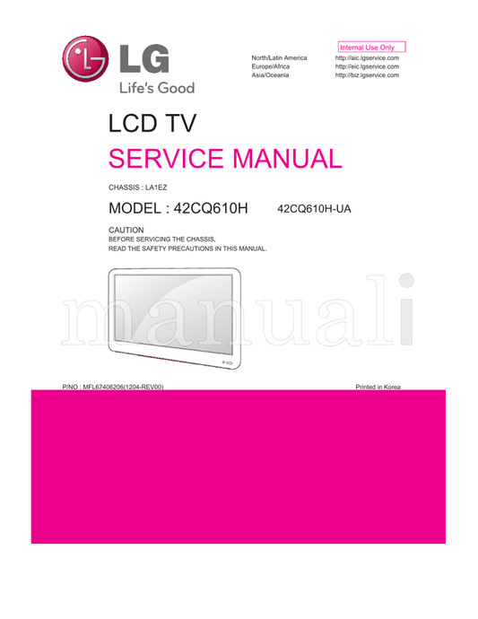 LG LA1EZ 42CQ610H 42CQ610H-UA (39 pages) TV Service Manual