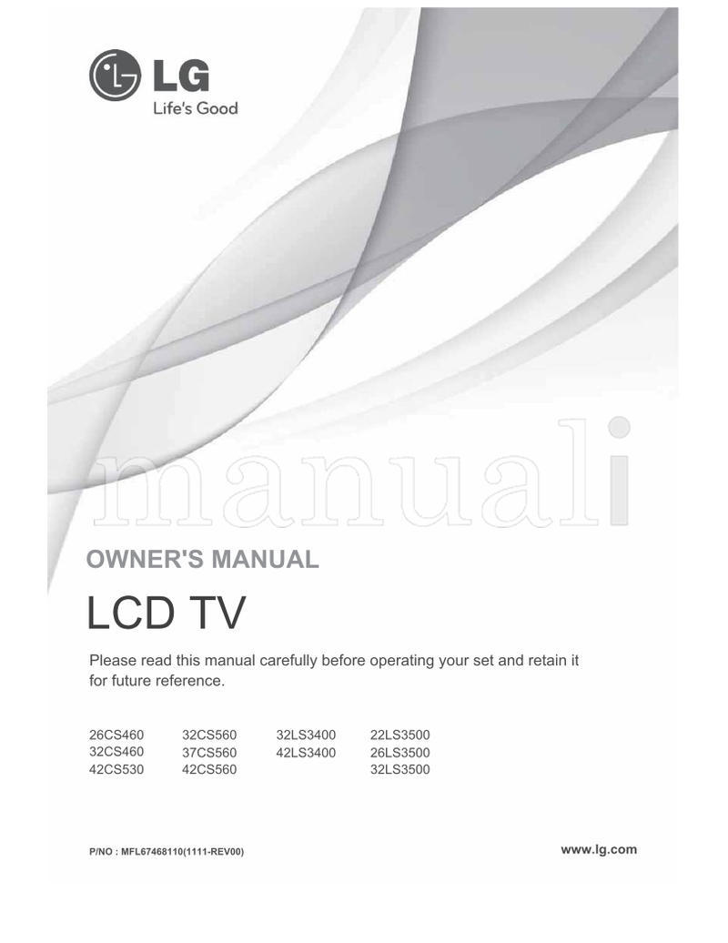 LG 26CS460 32CS560 32CS460 37CS560 42CS530 42CS560 32LS3400 (86 pages) TV Operating Manual