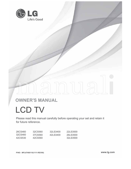 LG 26CS460 32CS560 32CS460 37CS560 42CS530 42CS560 32LS3400 (86 pages) TV Operating Manual