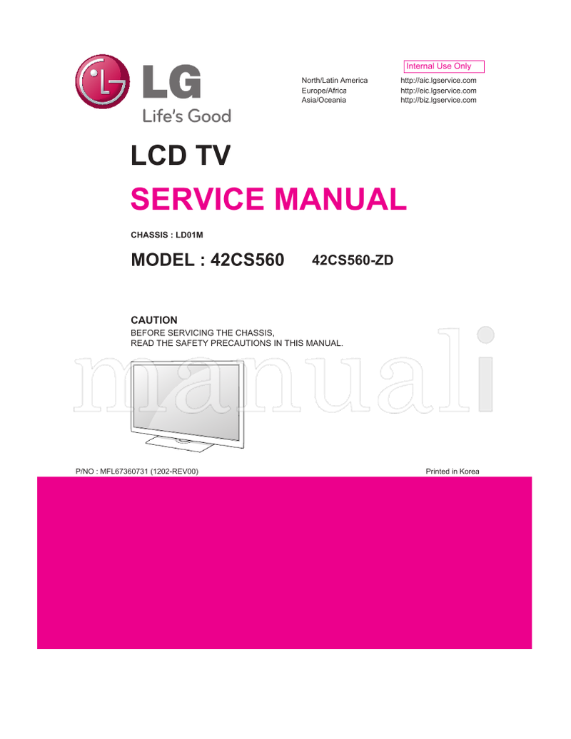 LG LD01M 42CS560 MFL67360731 42CS560-ZD (41 pages) TV Service Manual