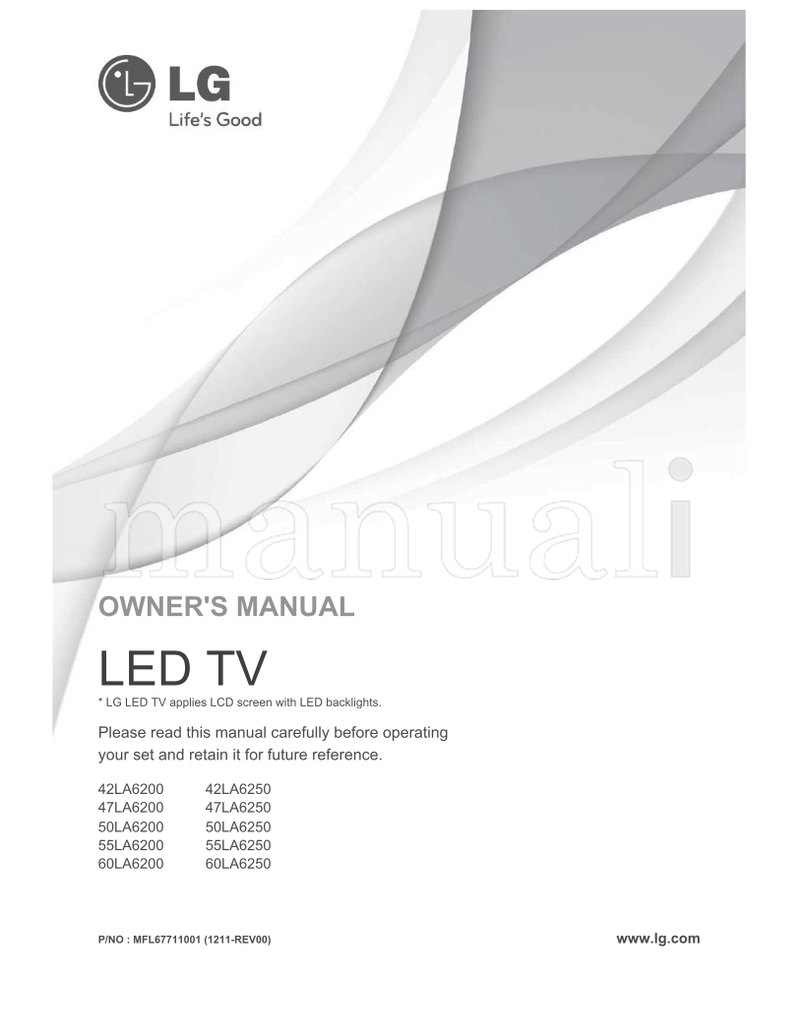 LG 42LA6200 42LA6250 47LA6200 47LA6250 50LA6200 50LA6250 (42 pages) TV Operating Manual