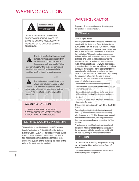 LG 820-40 (172 pages) TV Operating Manual