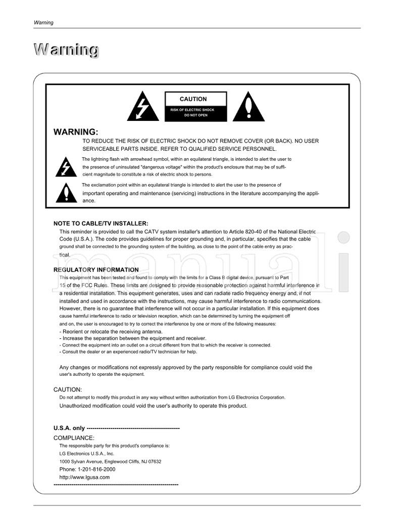 LG 26LX1D 32LX1D 26LX2D 32LX2D 32LP1D 37LP1D 42LP1D 3828TUL309D (21 pages) TV Operating Manual