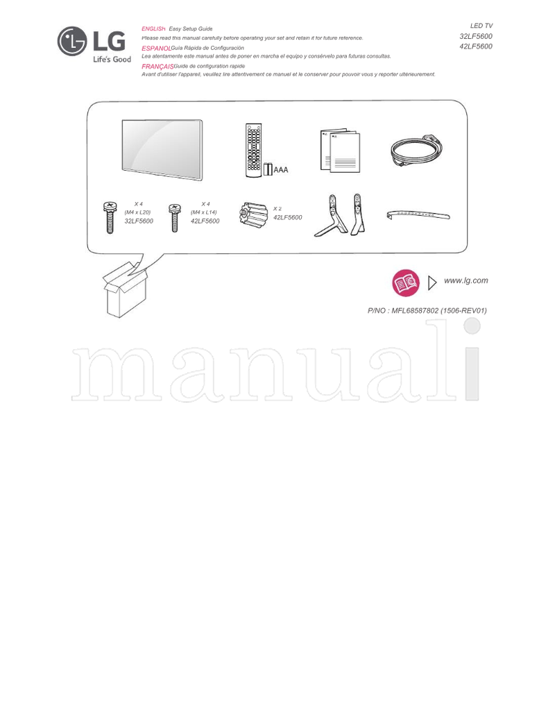 LG 32LF5600 42LF5600 MFL68587802 (53 pages) TV Operating Manual