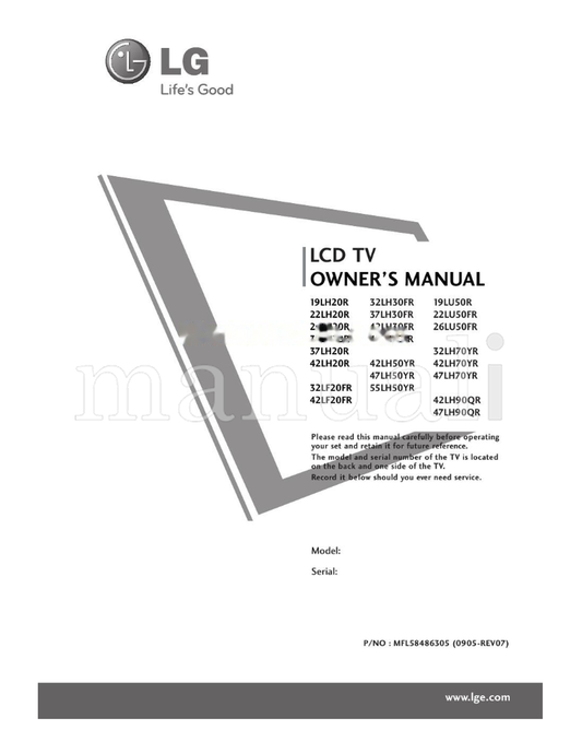 LG 42LH20RMA (124 pages) TV Operating Manual