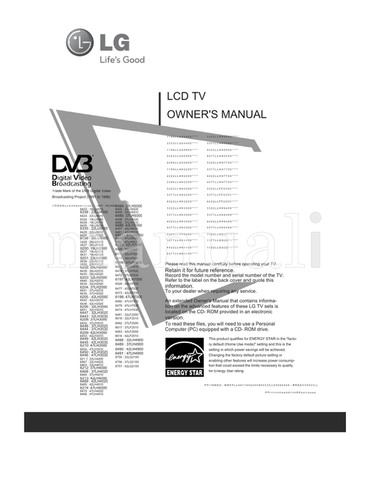 LG 47LH7000-ZA S9-42817 47LH70** MFL41425833 (19 pages) TV Operating Manual