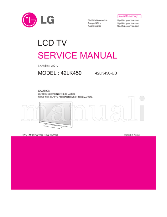LG LA01U 42LK450 42LK450-UB (72 pages) TV Service Manual