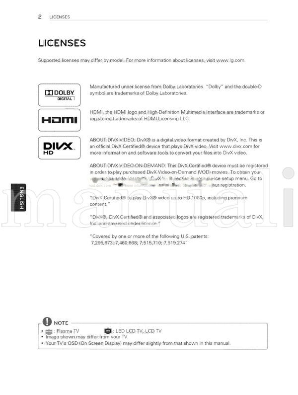 LG 19LV2500 32LV3400 22LV2500 32LV3500 26LV2500 37LV3500 (128 pages) TV Operating Manual