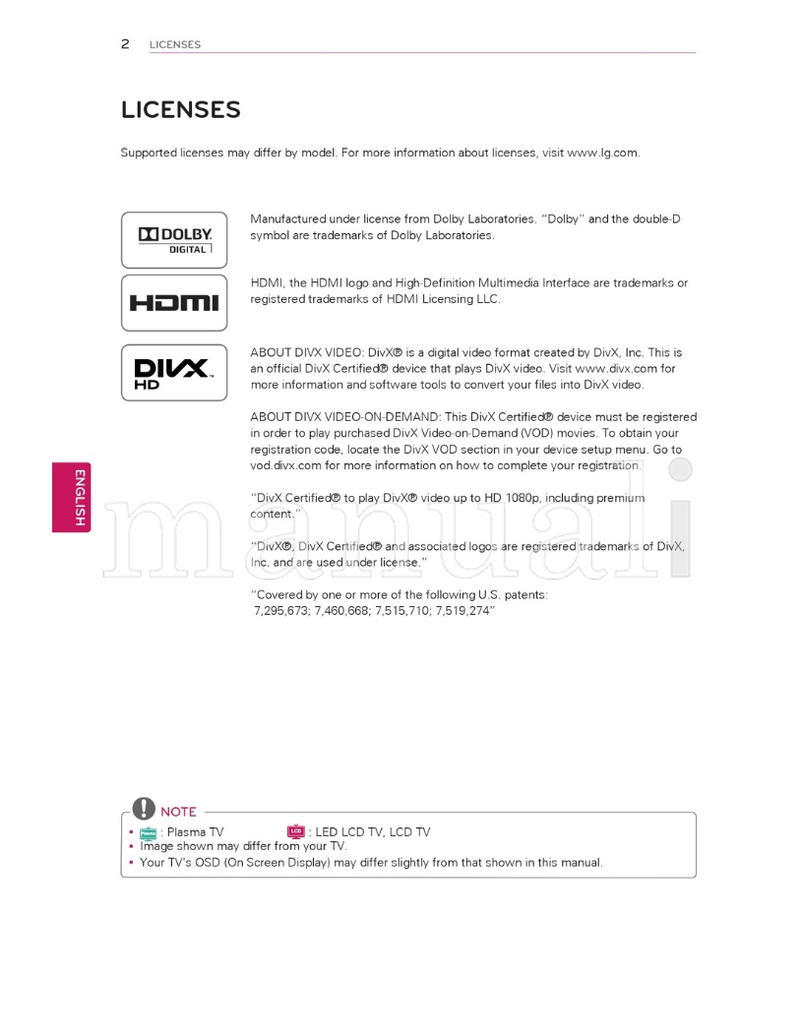 LG 32LV3400 19LV2500 32LV3500 22LV2500 37LV3500 26LV2500 (128 pages) TV Operating Manual