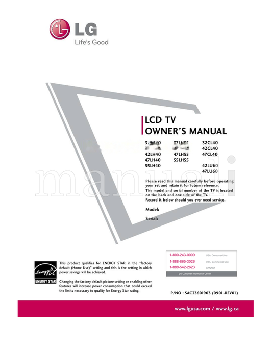 LG 42LU60 (136 pages) TV Operating Manual