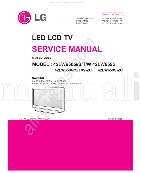 LG LD12C 42LW650G 42LW659S MFL67002306 42LW659S-ZC (68 pages) TV Service Manual