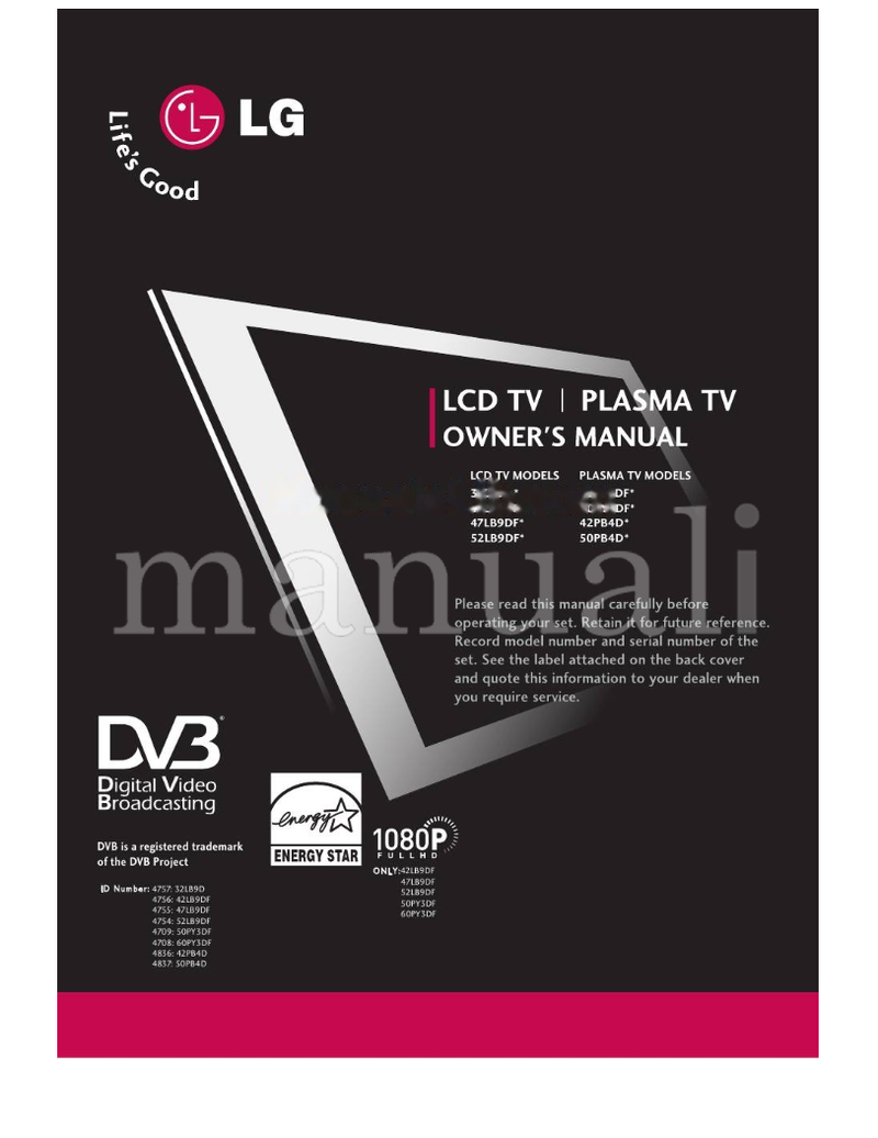 LG 42PB4D Series (132 pages) TV Operating Manual