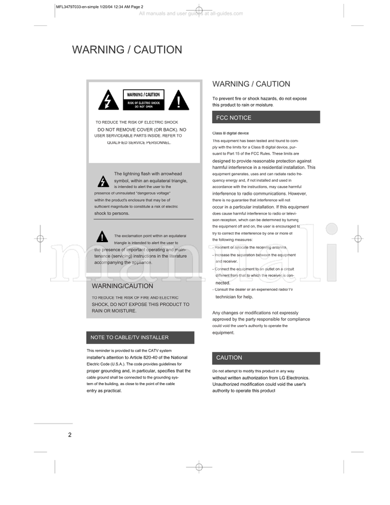 LG MFL34797033 (34 pages) TV Operating Manual