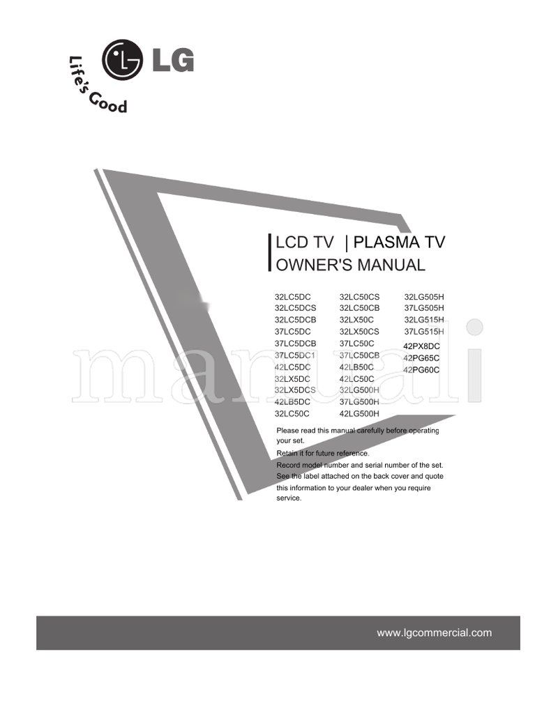 LG 32LG30-UA 37LG30-UA 42LG30-UA 37LG50-UA 42LG50-UA 47LG50-UA (92 pages) TV Operating Manual