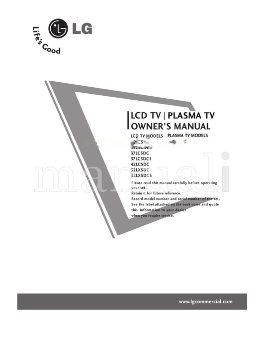 LG 42PX8DC (90 pages) TV Operating Manual