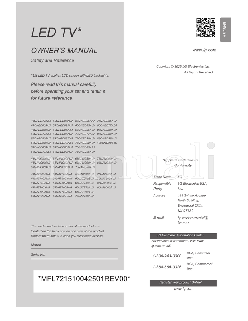 LG 43QNED77AZA 55QNED80AUA 43QNED80AUA 55QNED82AUA 43QNED82AUA (28 pages) TV Operating Manual