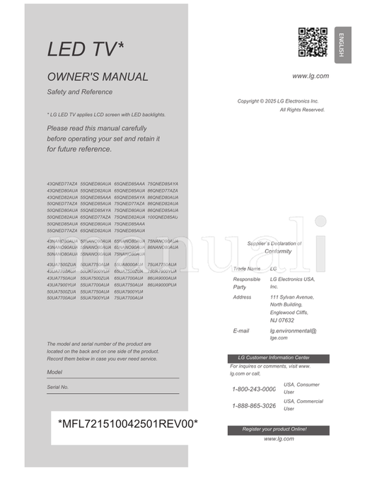 LG 43QNED77AZA 55QNED80AUA 43QNED80AUA 55QNED82AUA 43QNED82AUA (28 pages) TV Operating Manual