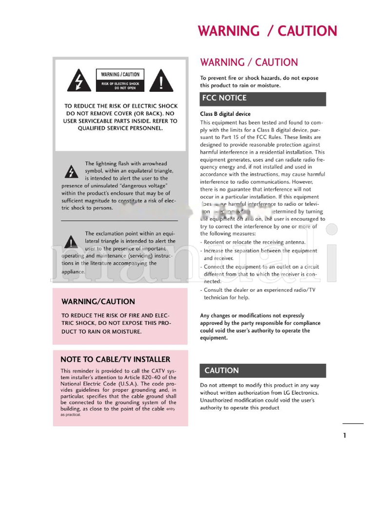 LG 47LC7DF (114 pages) TV Operating Manual