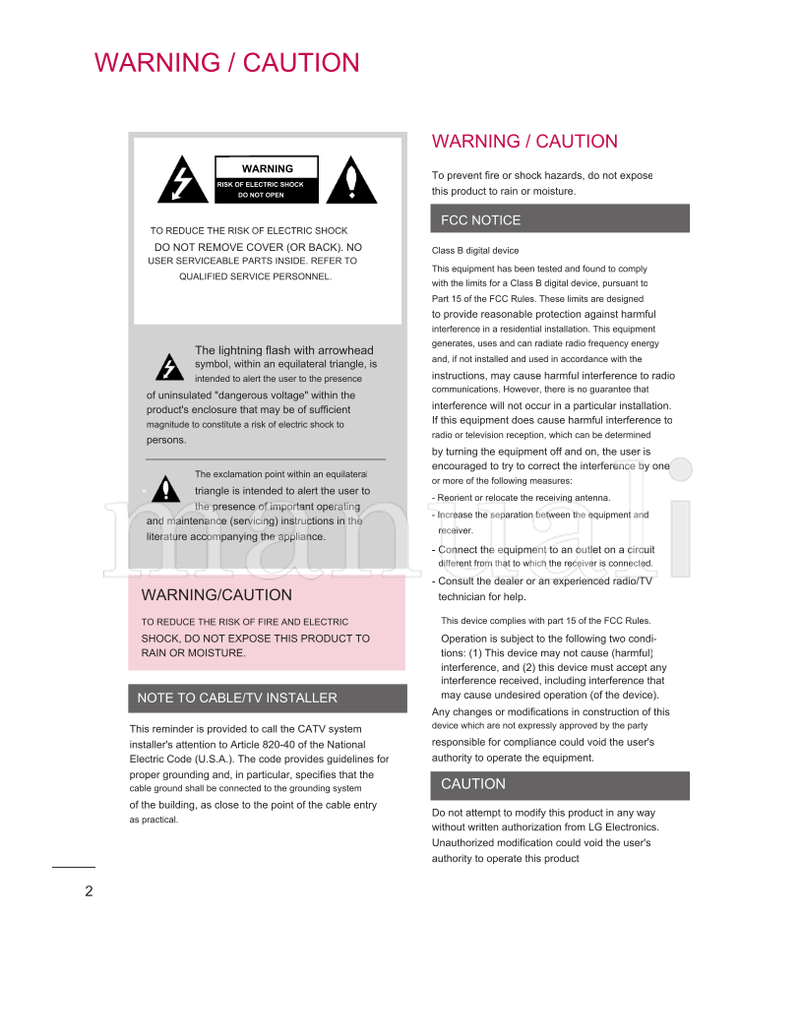 LG 32LG710H 32LD650H 37LG710H 37LD650H 42LG710H 42LD650H (65 pages) TV Operating Manual