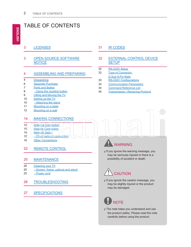 LG LY33** LY34** LY54** (52 pages) TV Operating Manual