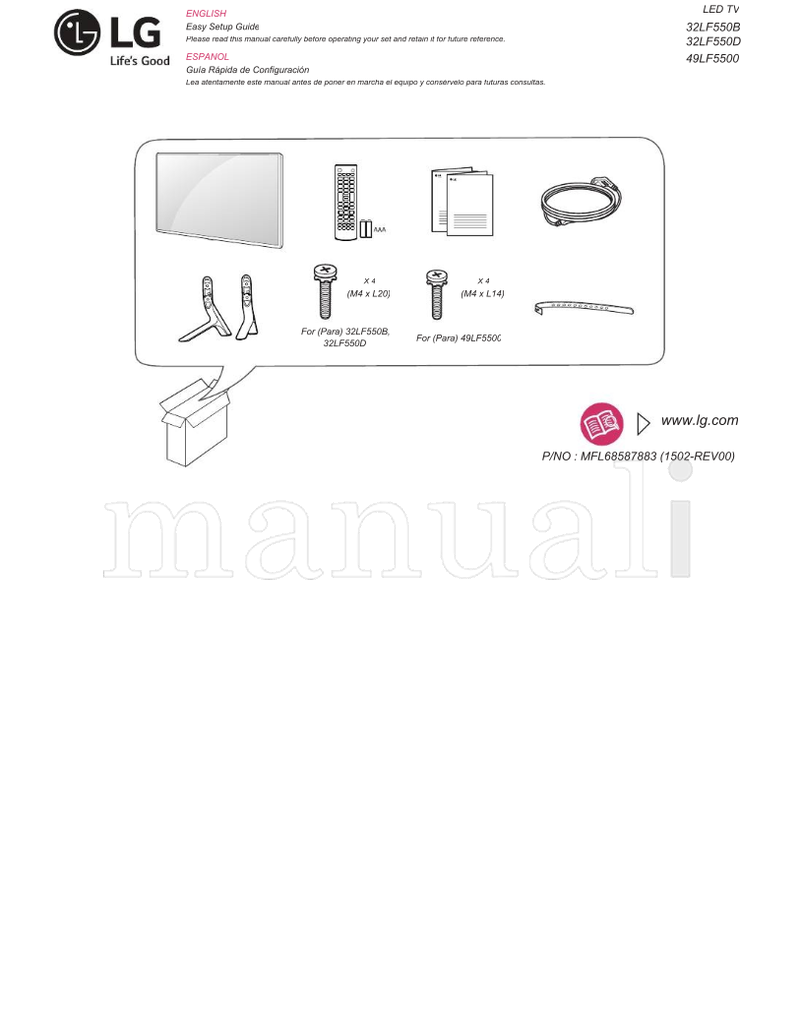 LG 32LF550B 49LF5500 32LF550D MFL68587883 (73 pages) TV Operating Manual