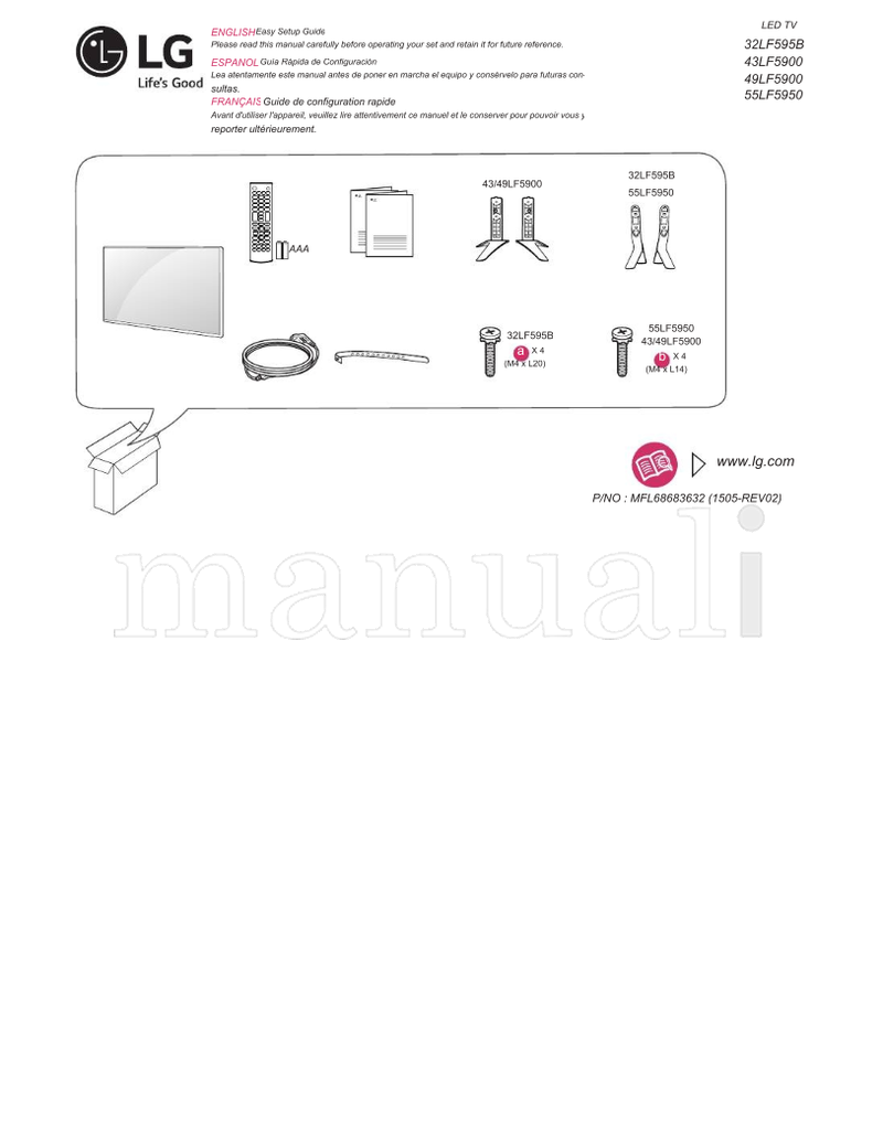 LG 49LF5900 32LF595B MFL68683632 43LF5900 55LF5950 (41 pages) TV Operating Manual