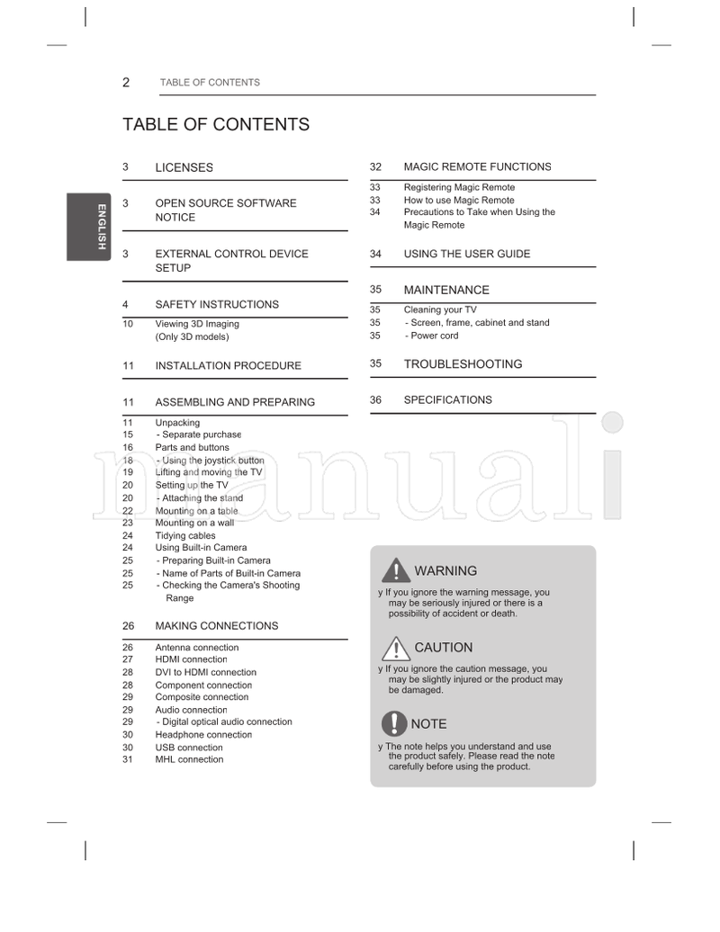 LG UB85** UB95** UB98** UC97** (52 pages) TV Operating Manual