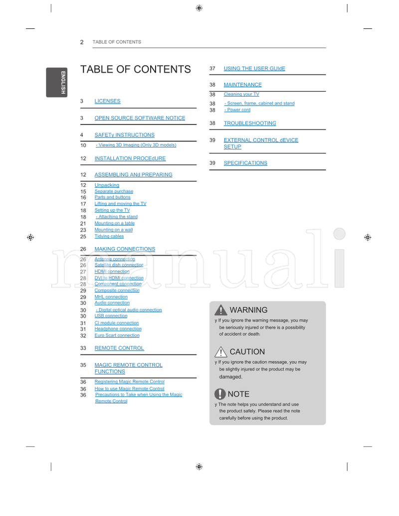 LG LA62** LN57** LA64** LA66** LA69** LA74** MFL67658608 (52 pages) TV Operating Manual
