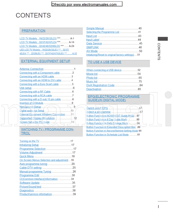 LG 55LE5308ZA (220 pages) TV Operating Manual