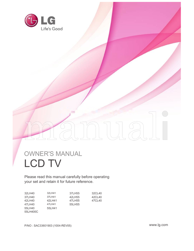 LG 32LH40 32LH41 37LH40 37LH41 42LH40 42LH41 47LH40 47LH41 (136 pages) TV Operating Manual