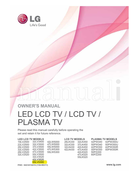 LG 55LV5300UA (138 pages) TV Operating Manual