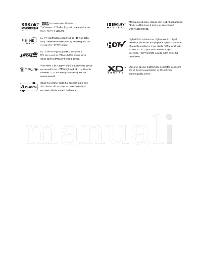 LG 1080i (110 pages) TV Operating Manual