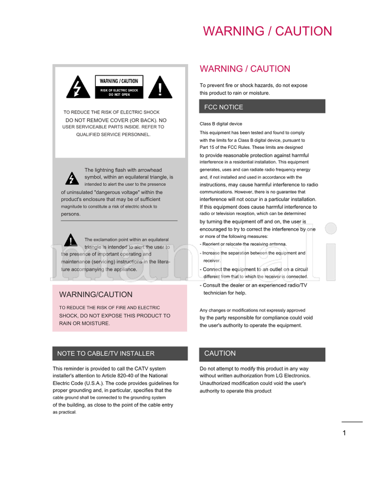 LG 1080i (110 pages) TV Operating Manual