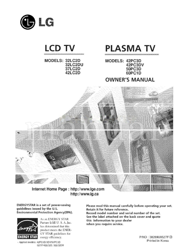 LG 32LC2D 32LC2DU 37LC2D 42LC2D 42PC3D 42PC3DV 50PC3D 60PCl (68 pages) TV Operating Manual
