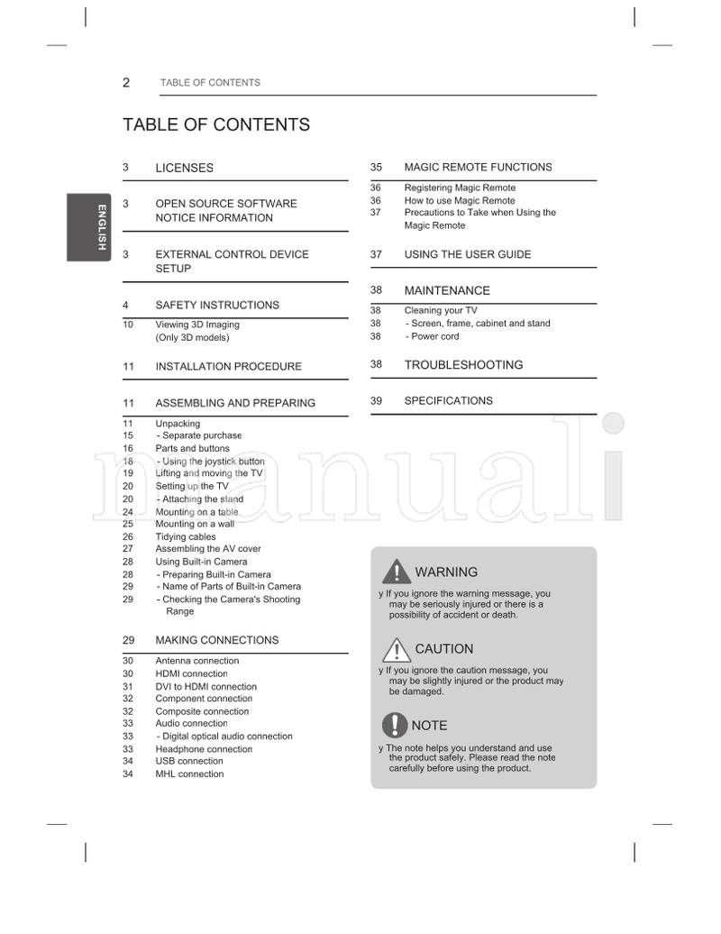LG UB85** UB95** UB98** UC97** UG88** (56 pages) TV Operating Manual