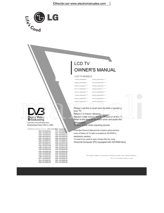LG 22LS4D-ZD 42LG3000-ZA 52LG5000-ZA 22LS4D* 52LG50** (23 pages) TV Operating Manual