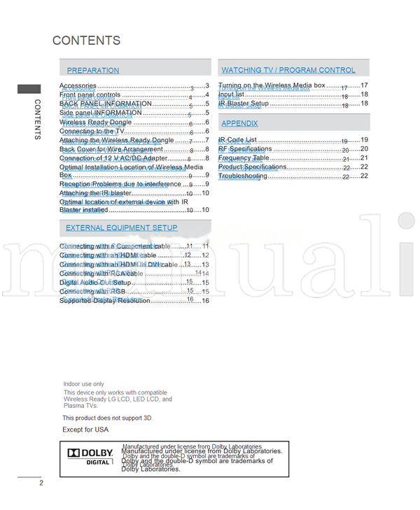 LG ANWL100 (40 pages) TV Operating Manual