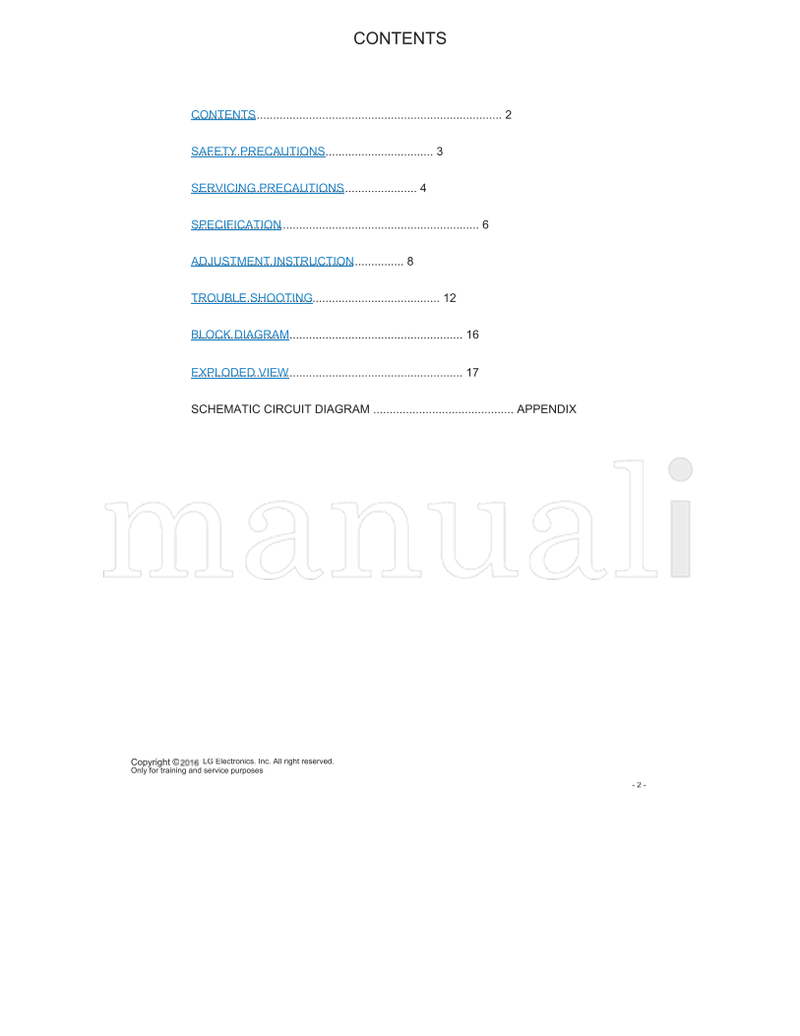 LG Contents 28LH4530 (18 pages) TV Service Manual