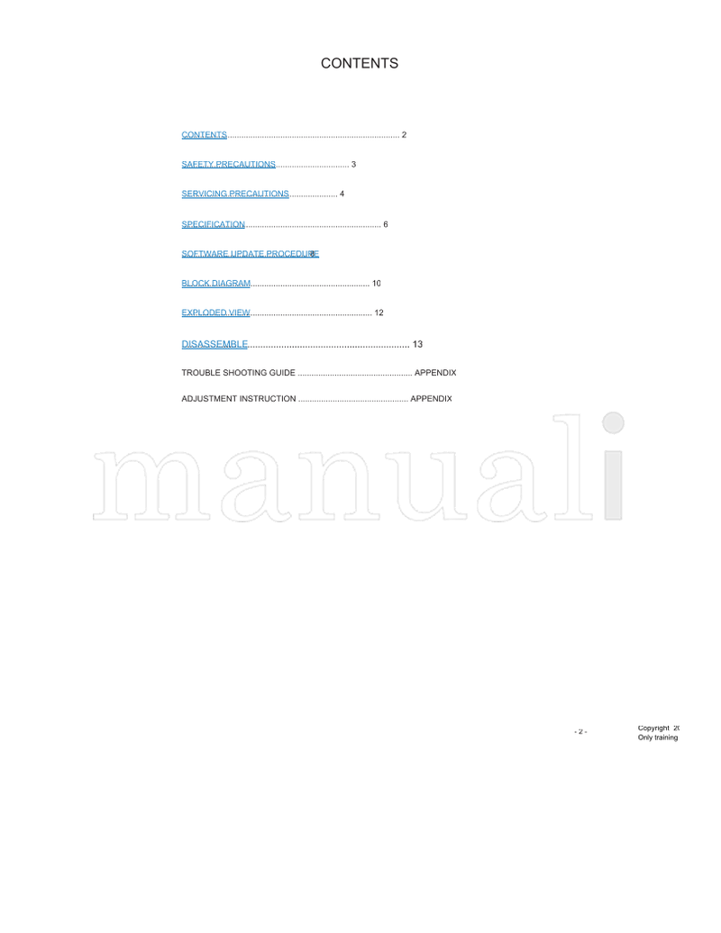 LG Contents 28LJ400B (38 pages) TV Service Manual