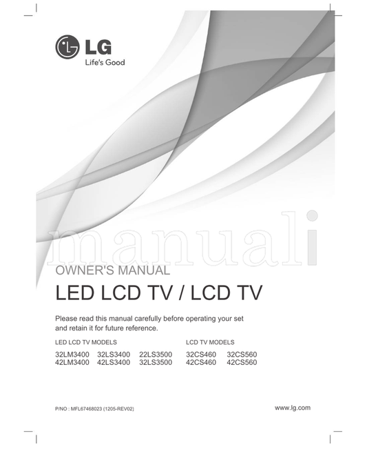 LG CS460-DA EKLC500163 EKLC300891 LM3400 MFL67468023 (90 pages) TV Operating Manual