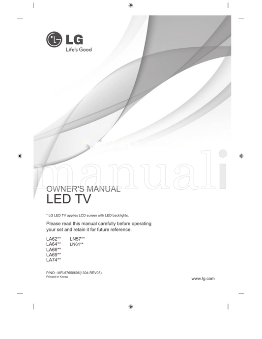 LG LA62** LN57** LA64** LN61** LA66** LA69** LA74** (204 pages) TV Operating Manual