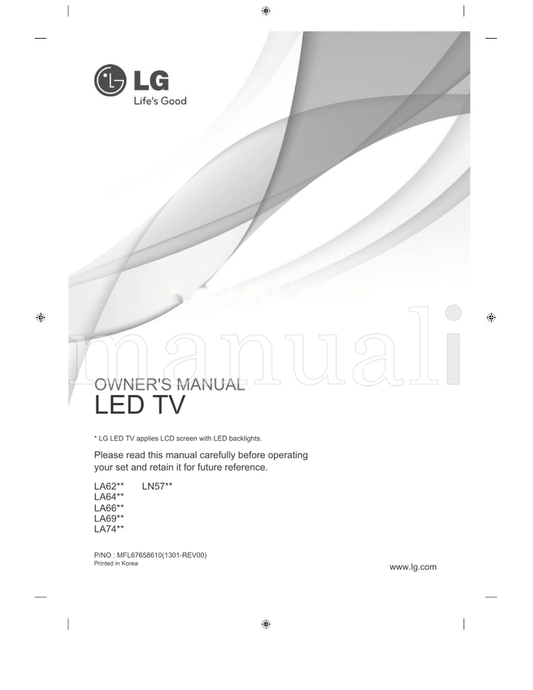 LG LA62** LN57** LA64** LA66** LA69** LA74** (100 pages) TV Operating Manual