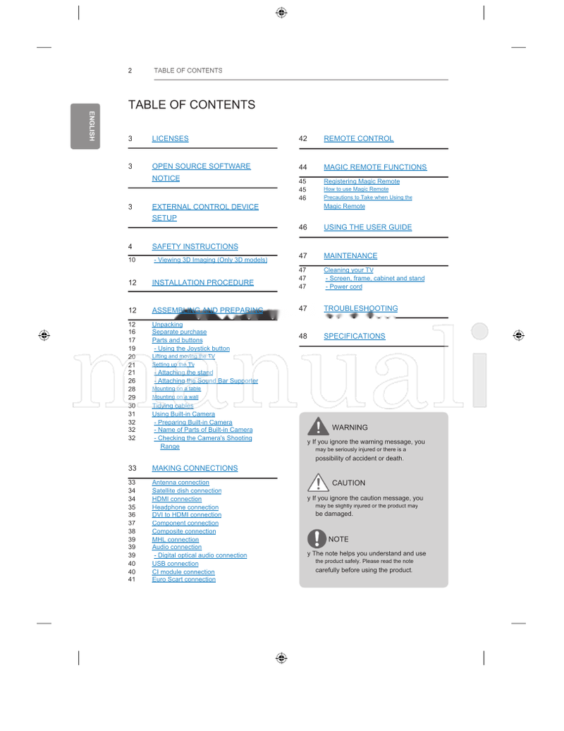 LG LB63** LB69** LB87** LB65** LB72** LB67** LB73** LB68** (60 pages) TV Operating Manual