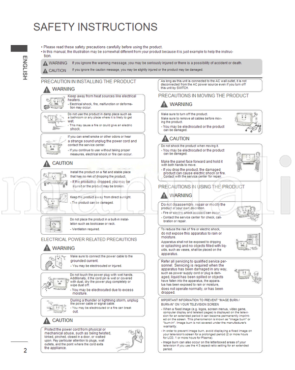 LG LCD LED LCD (49 pages) TV Operating Manual